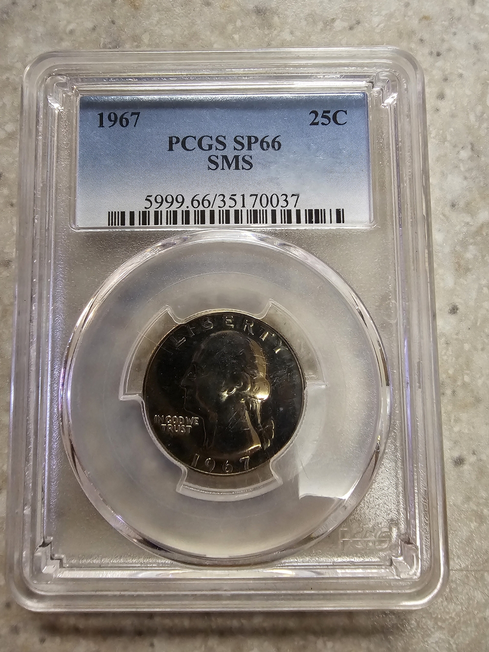 PCGS SP66 SMS 1967 Washington Quarter - Silver Tone